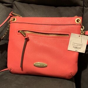 Liz Claiborne Coral Pink Pebble Leather Crossbody
